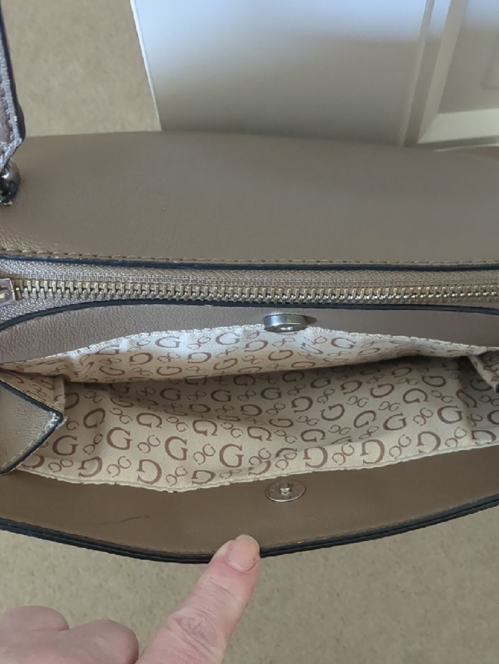 Guess Brown Leather-Look Crossbody Bag - Picture 9 of 12